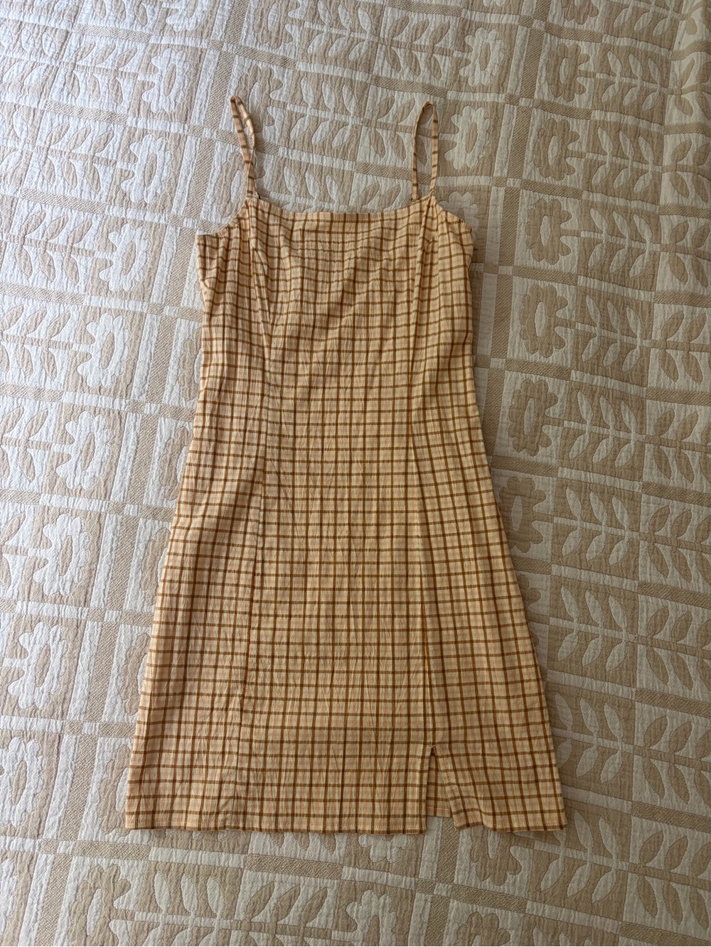 Billabong Sleeveless Yellow Plaid Slip Dress